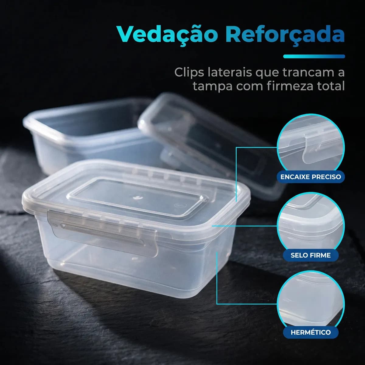 Kit 10 Potes 750ml com Tampa Trava Plástico Transparente para Mantimentos e Alimentos Marmita Organizador de Cozinha Geladeira e Freezer Jogo de Potes para Orga — imagem 3