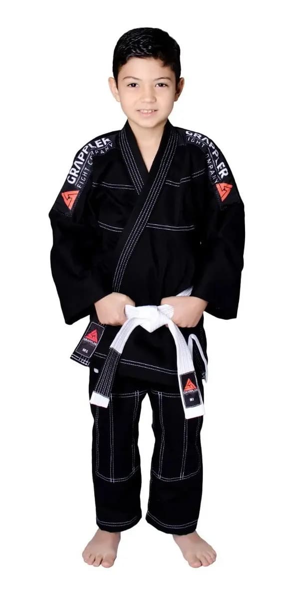 Kimono Preto Jiu Jitsu Infantil Com Faixa Tamanho M3 11 A 12 Anos Ate 1,50 Metros