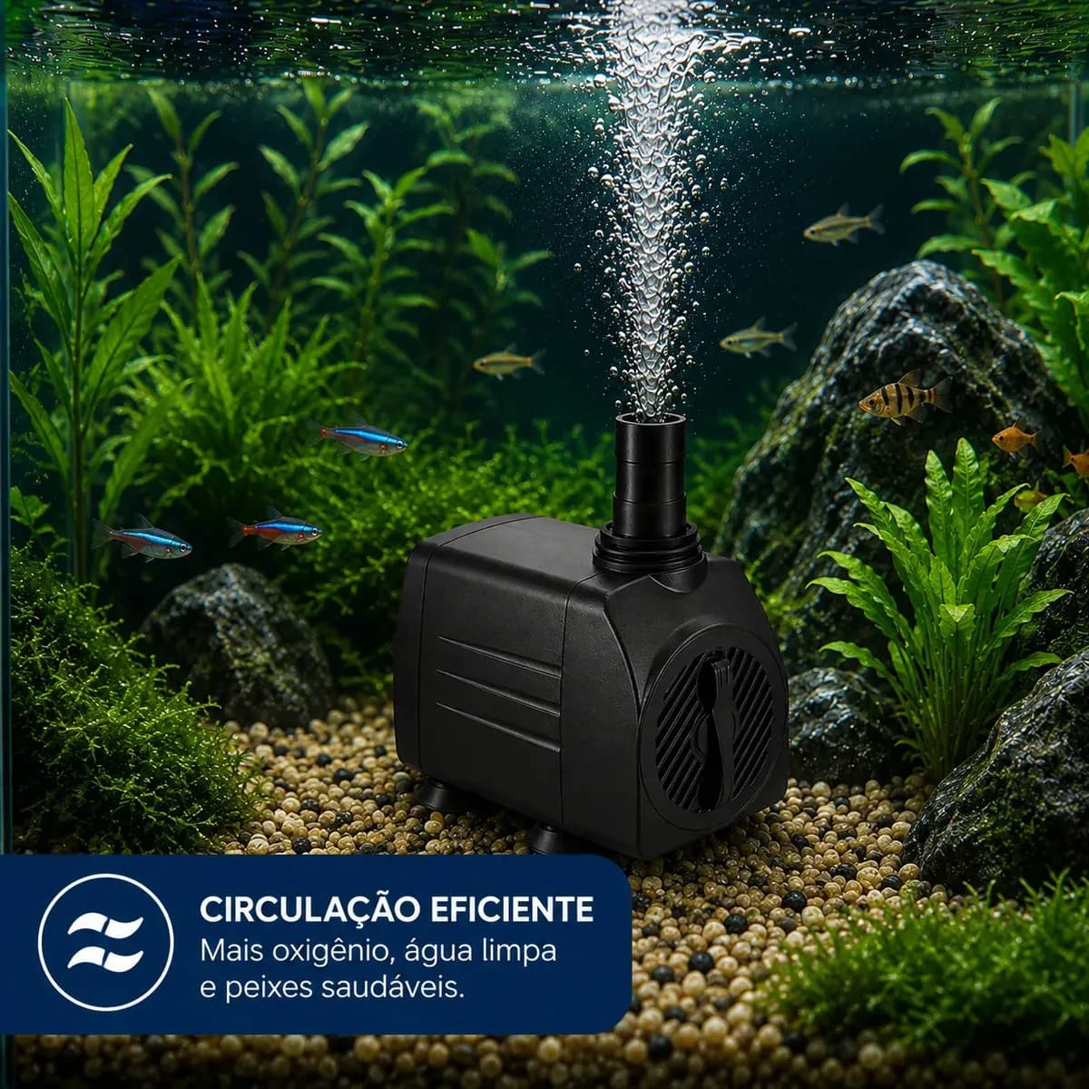 Bomba Submersa 2500l/h 2,5m Lagos Recalque Fontes Aquários Cascata Chafariz Motor Água Doce Salgada Marinho Fonte Hidroponia Aquaponia — imagem 5