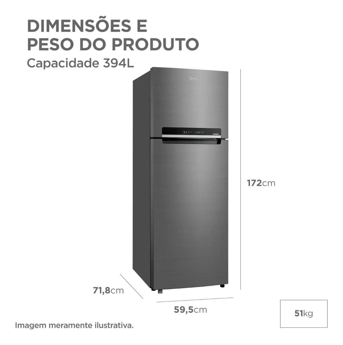 Geladeira com freezer inverter Midea Frost Free Duplex MDRT533EVD461 con capacidad de 394L inox — imagem 5
