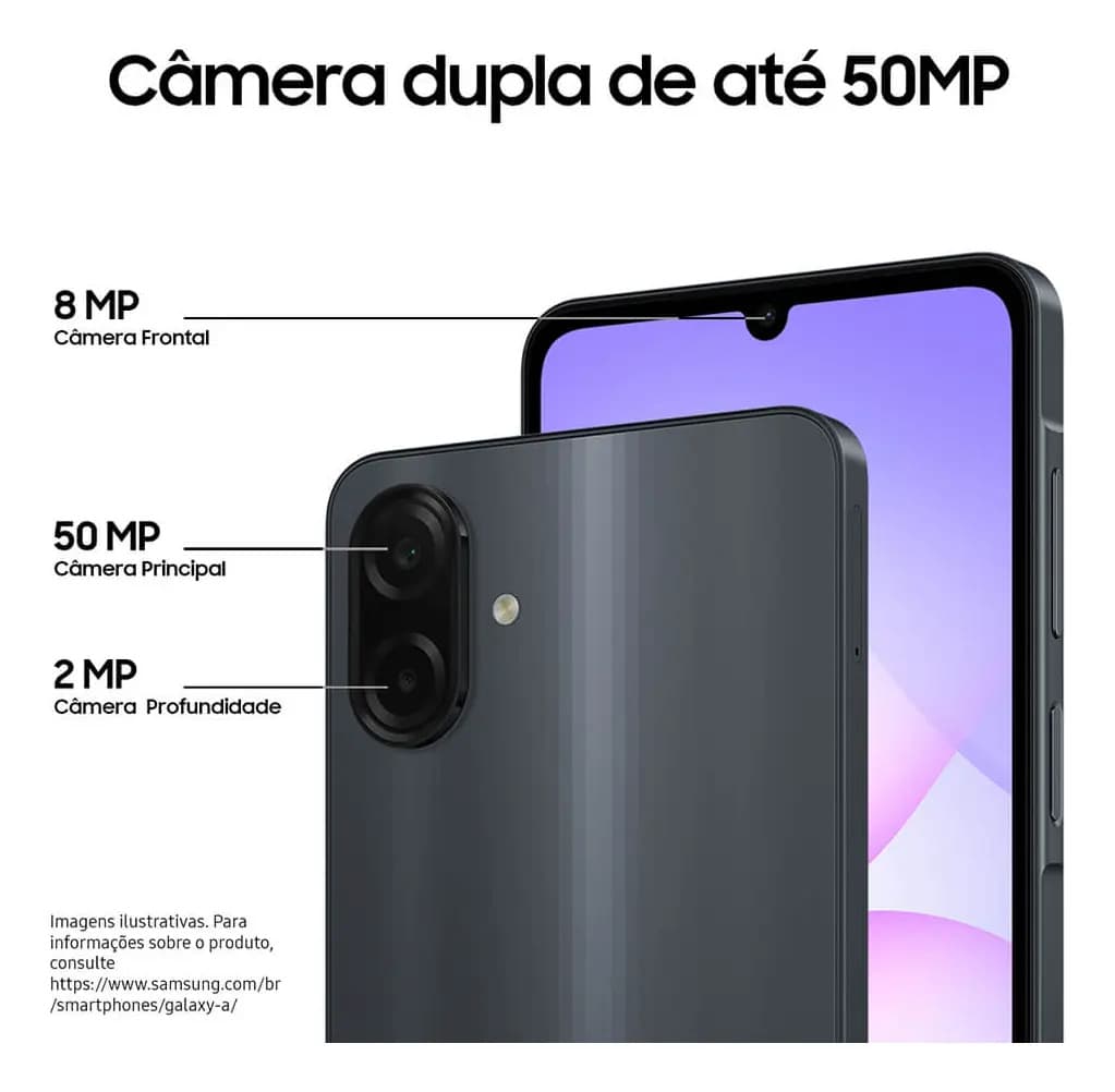 Smartphone Samsung Galaxy A07 4G 256GB 8GB Preto 6,7" — imagem 4