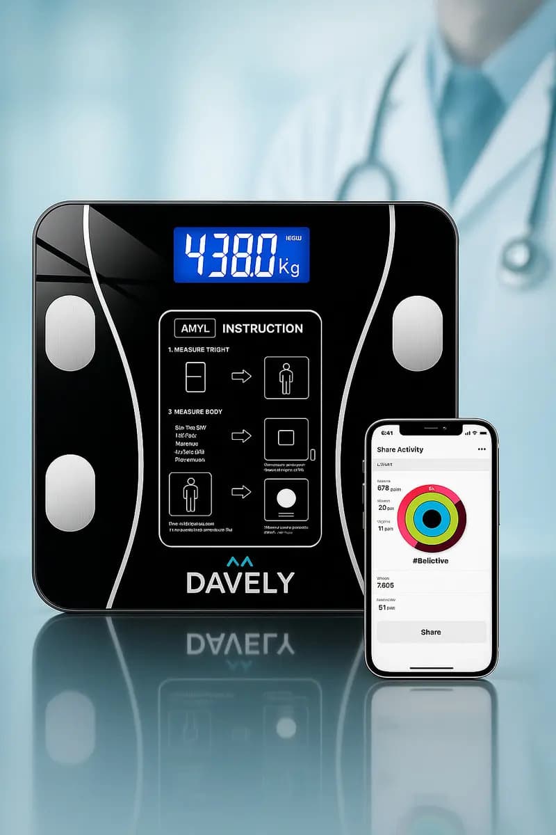 Balança Digital Bioimpedância Bluetooth Corporal Aparelho Alta Capacidade Balança De Banheiro Academia App Para Android E Para Ios Cor Preto Marca Davely — imagem 6