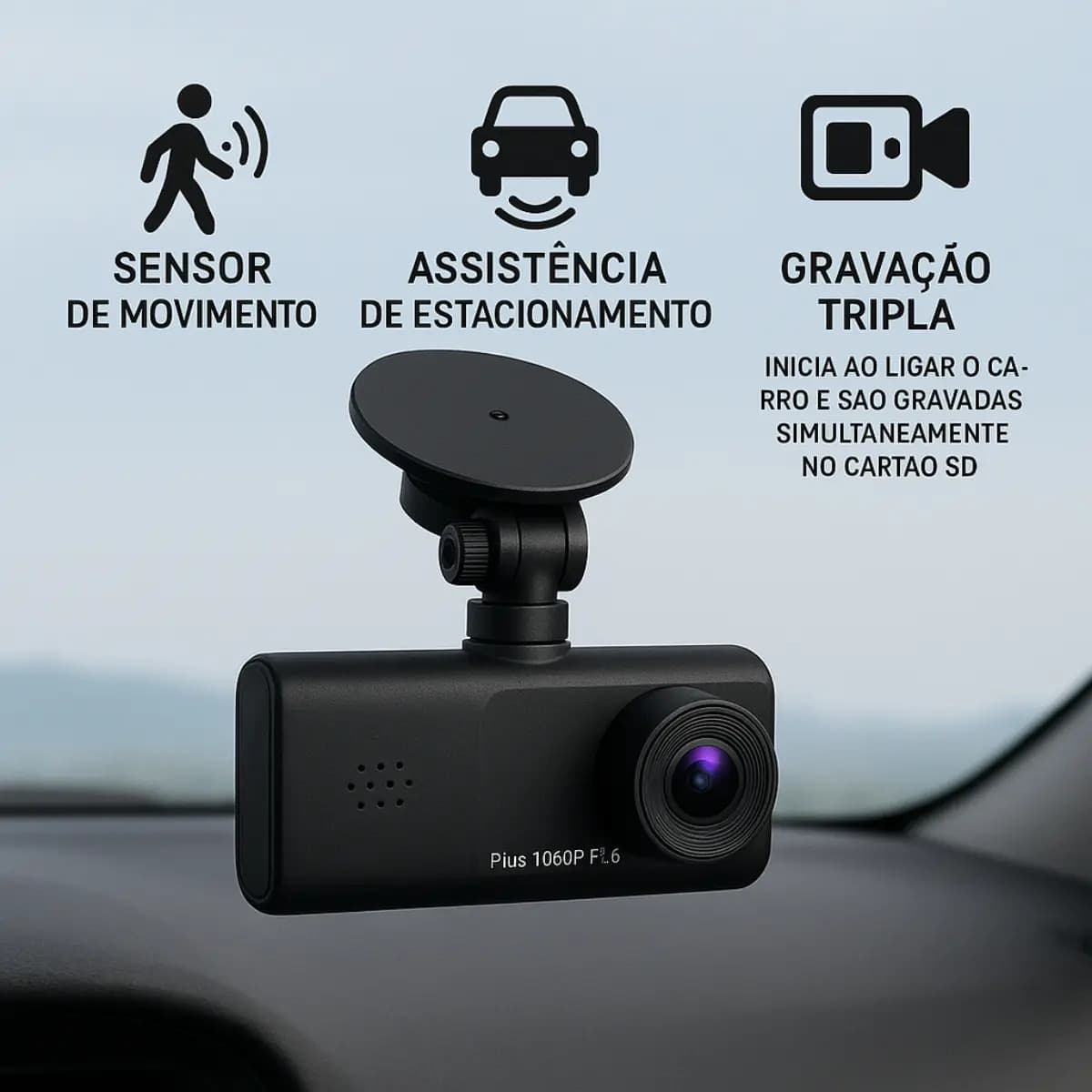 3 Câmera Wifi Automotiva Veicular Carro Com Hd Noturna 1080p Icarbonx — imagem 3