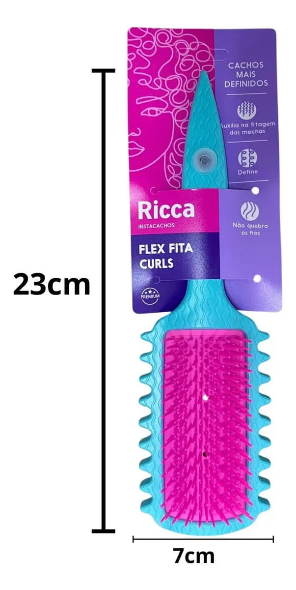 Escova Flex De Fitagem Ricca Curls Cachos Mais Definidos Cor Azul E Rosa — imagem 5