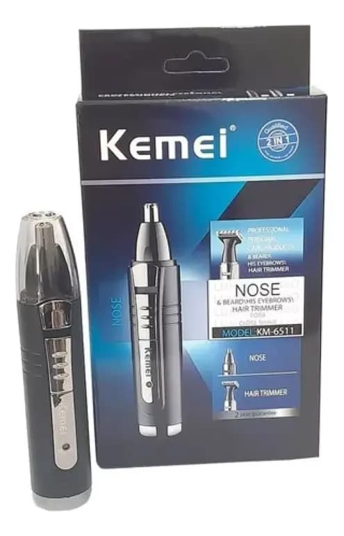 Aparador de Pelos Kemei KM-6511 Nariz Orelhas Sem Fio Preto — imagem 3