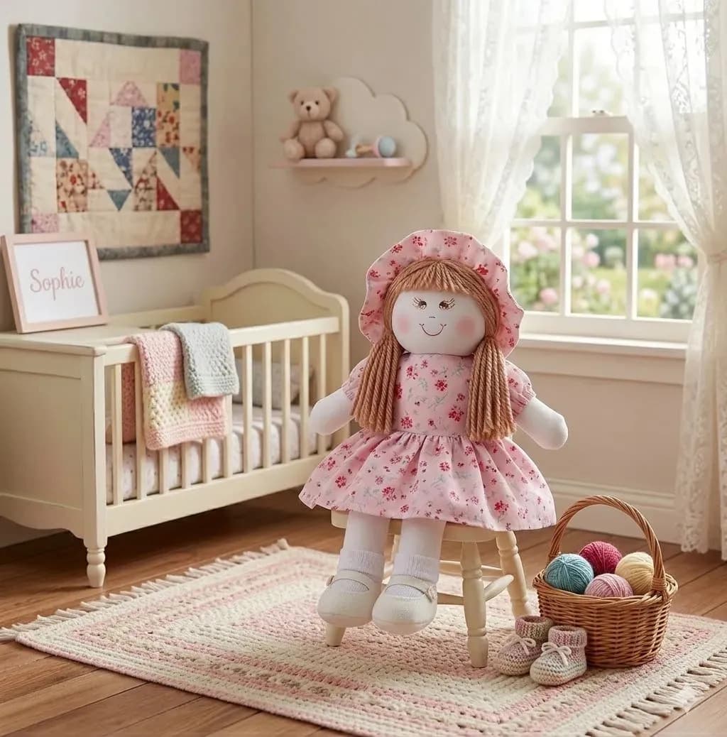 Boneca De Pano Menina Vestido Estampas Sortidas Mercado Bebê — imagem 6