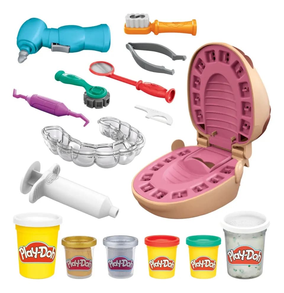 Massinha de Modelar Infantil Brincando de Dentista, Play-Doh - Conjunto de Brinquedo com 9 Acessórios e 6 Potes - A partir de 3 Anos — imagem 3