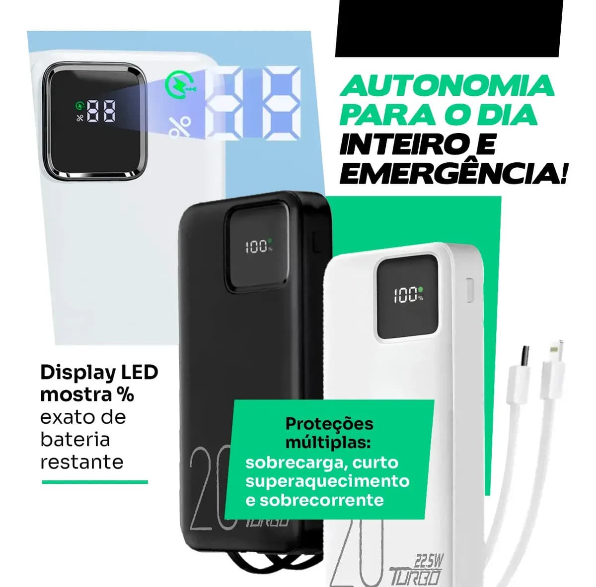Power Bank Nixzen 20.000 mAh com Carregamento Rápido Turbo para Celular USB-C — imagem 5