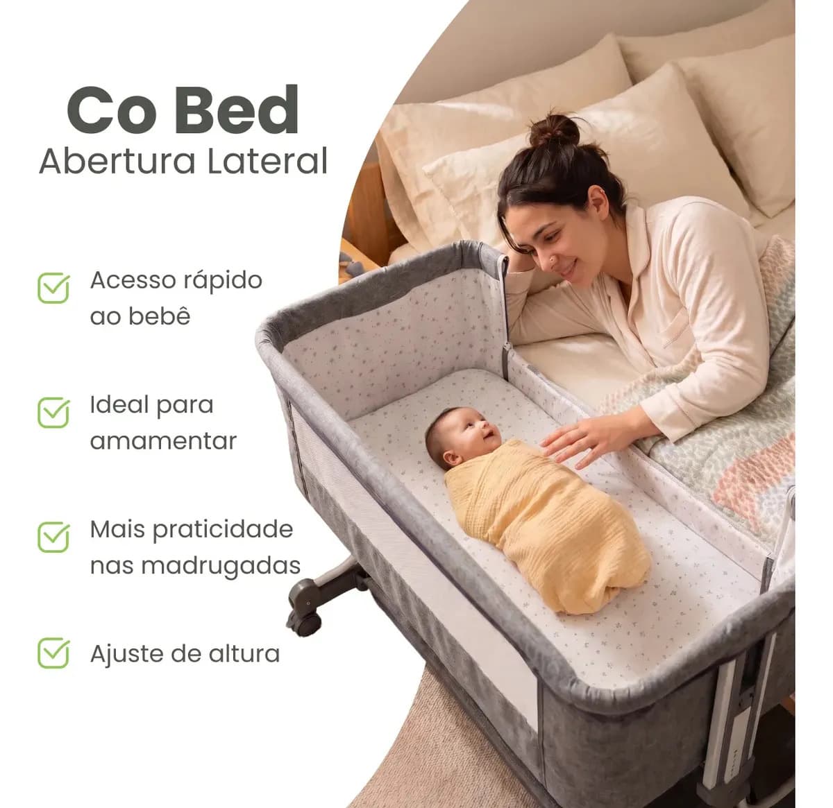 Berço Portátil PipDip Co-Sleeper, Com Balanço e Colchão Extra Grosso — imagem 3