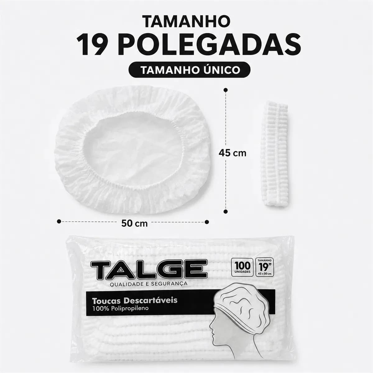 Touca Descartável Tnt Branca Talge C/ 100 Unidades Cor Branco — imagem 3