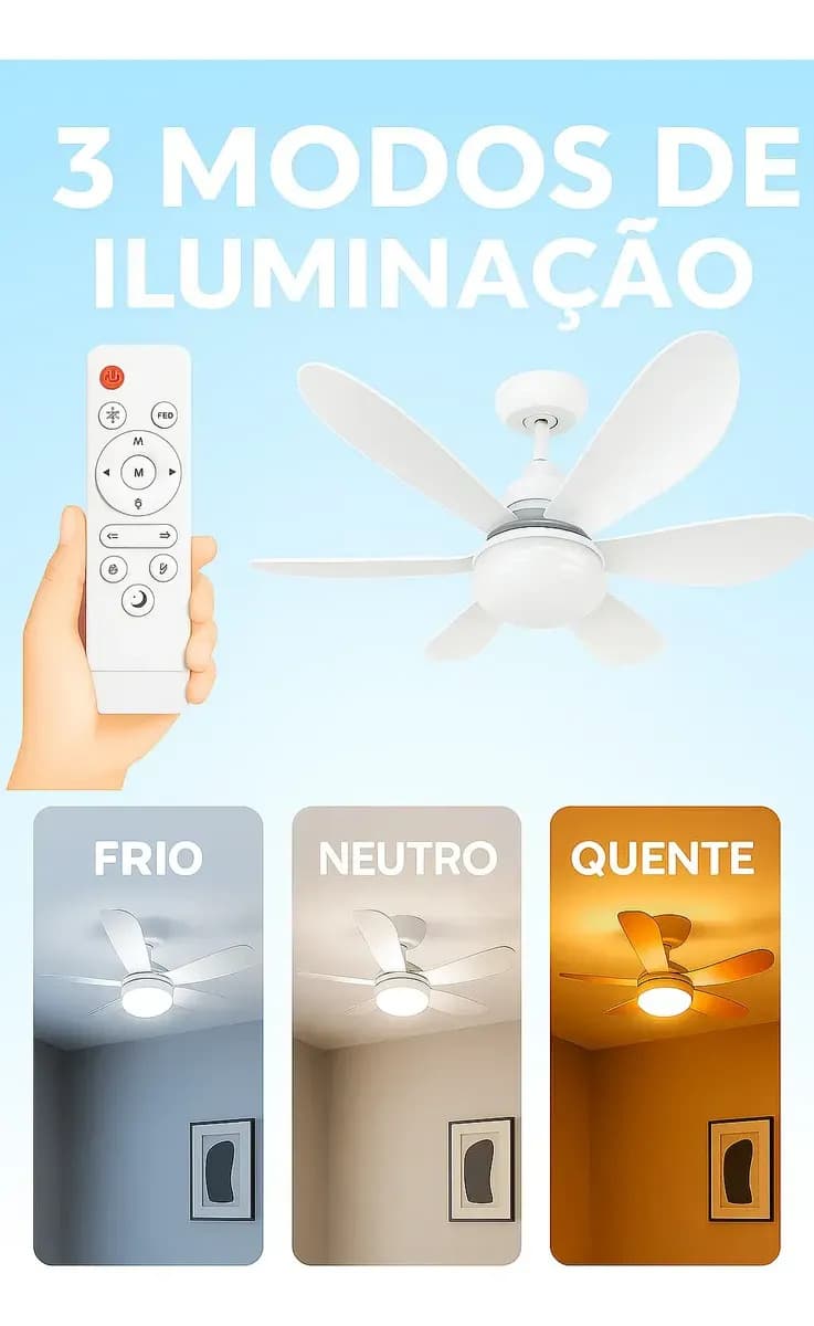 Ventilador De Teto Lâmpada 80w Led E27 Ajustável Bivolt — imagem 3