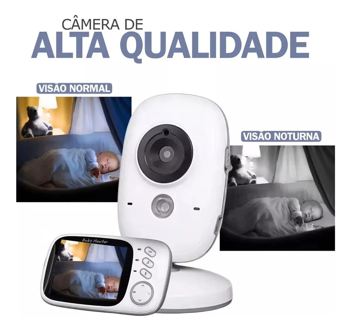 Babá Eletrônica Video Baby Noturna Sem Fio Recarregável Branco Estary Shop — imagem 4