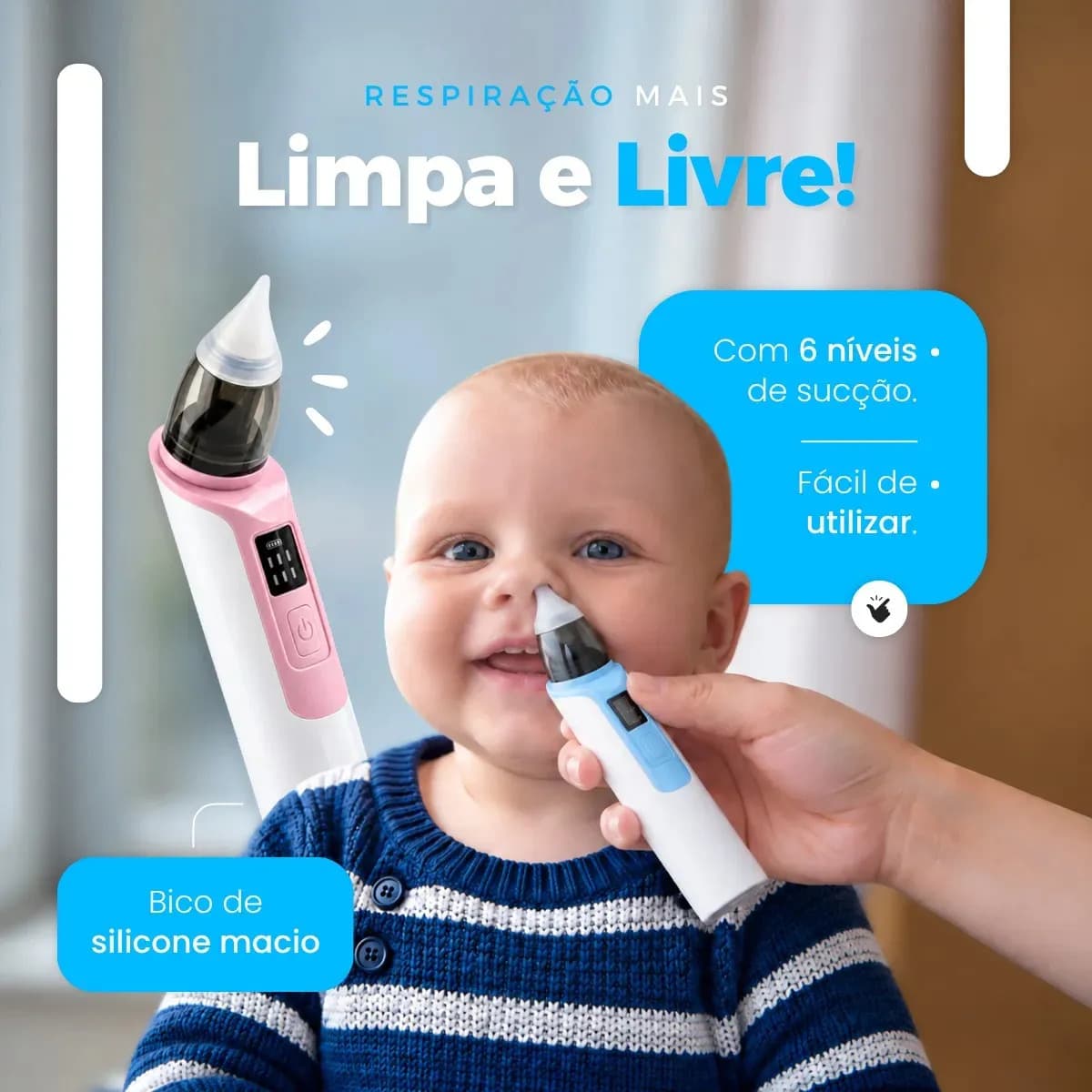 Aspirador Nasal Rosa Elétrico Infantil Bebê Recarregável USB Sugador de Nariz Limpeza Nasal Portátil Removedor de Catarro Secreção Infantil Criança Pro Brindes — imagem 3