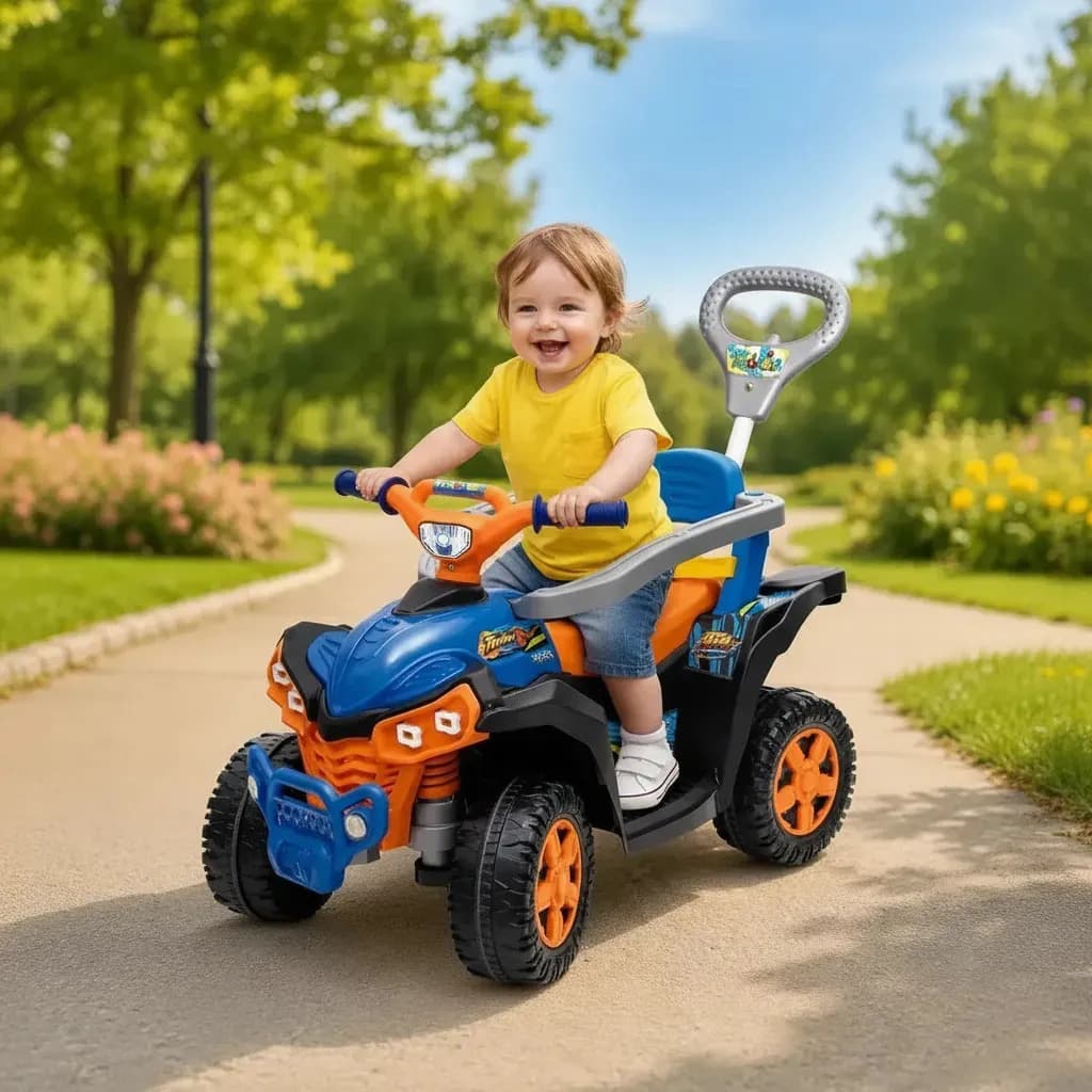 Carrinho De Passeio Wheels Quadriciclo Infantil Andador Empurrador Maral Baby Quad Laranja — imagem 2