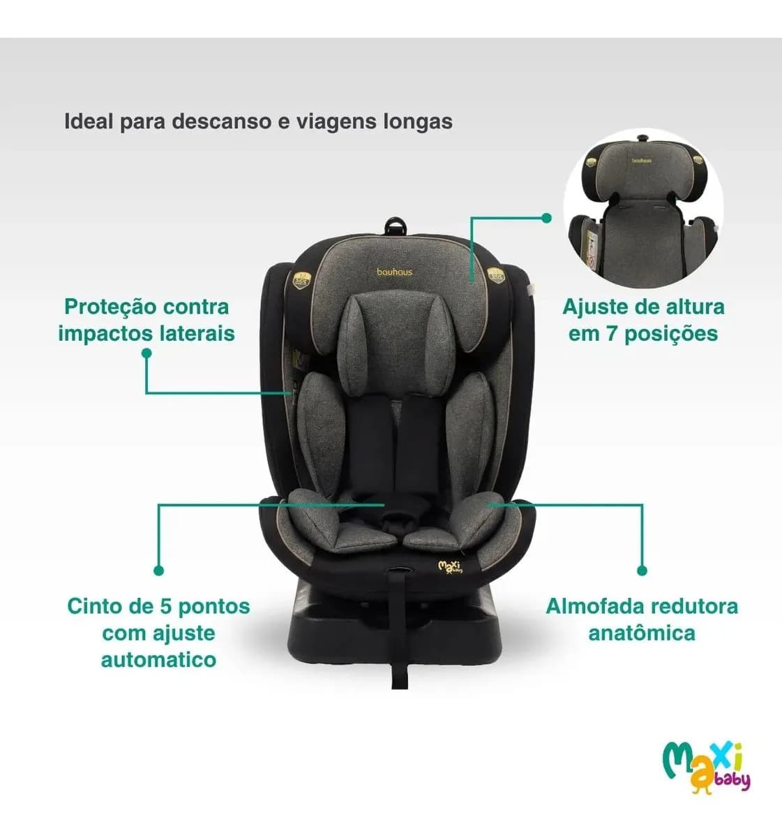 Maxi Baby Bauhaus Cadeira infantil Cinza 0-36kg 5 Posições — imagem 4