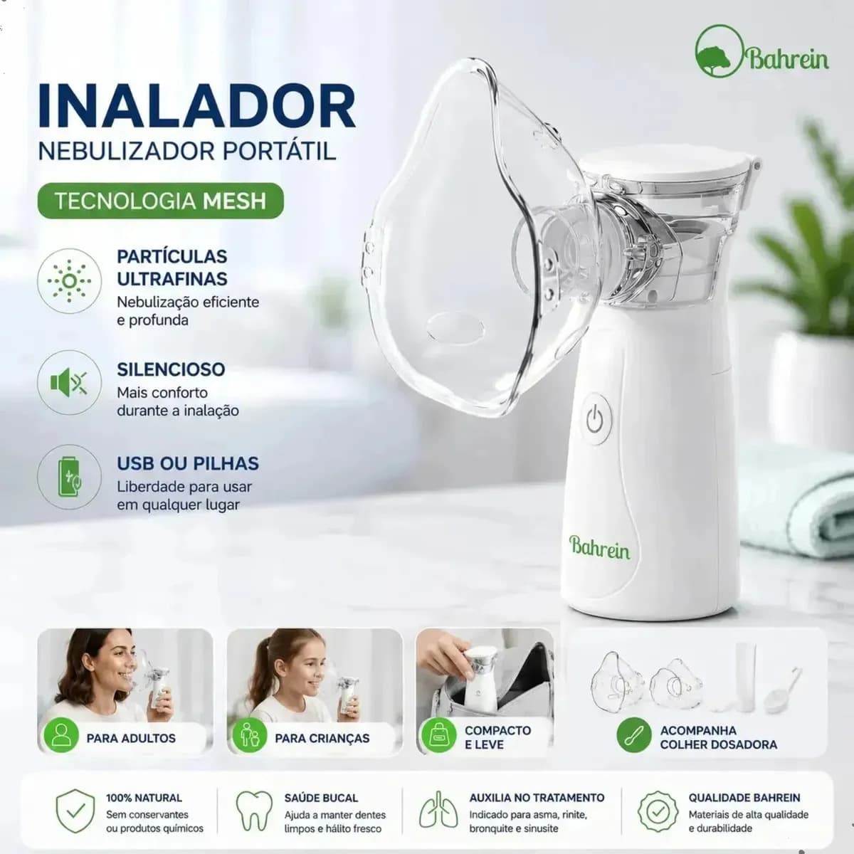 Inalador Nebulizador Portátil Bahrein Usb Pilha Silencioso Aparelho Inalação Compacto Mesh Bivolt Nebulizador Com Rede Vibratoria Aparelho Para Inalacao Inalado