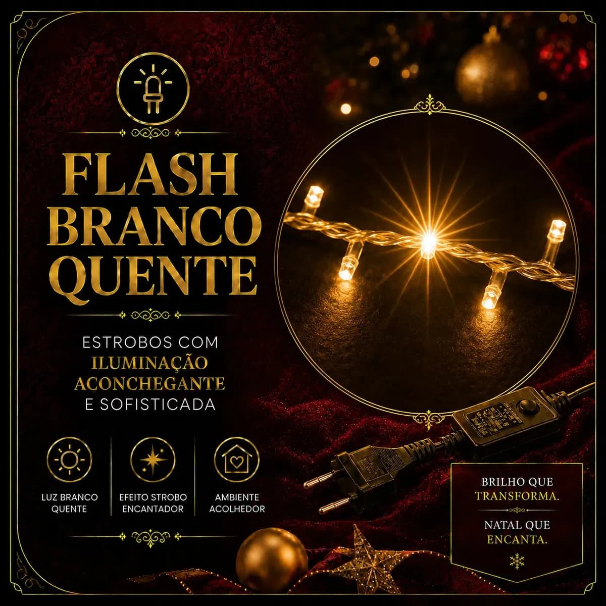 Strobo Natal 500 Leds Pisca 100 Flash 50m Prova D'água Bivolt Branco Quente — imagem 3