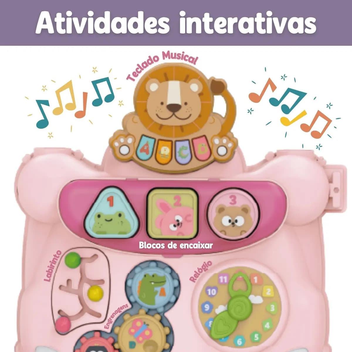 Andador Infantil Empurrador Atividade Musical Bebê Didático Cor Rosa — imagem 5