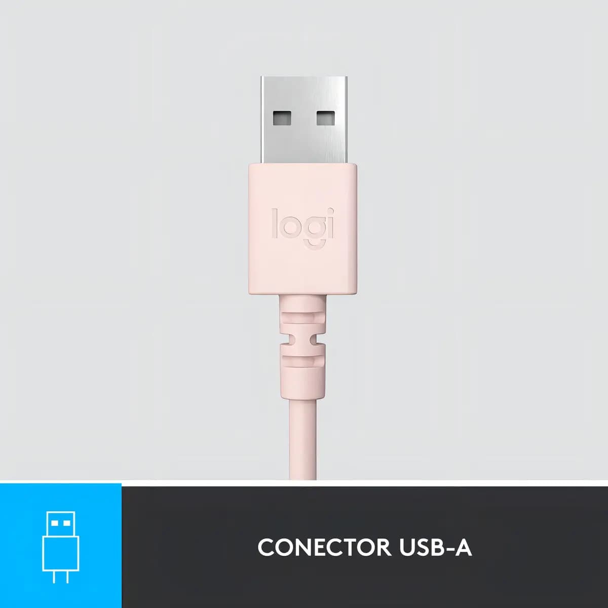 Fone De Ouvido Com Fio Usb H390 Rosa Logitech Luz Nude — imagem 5
