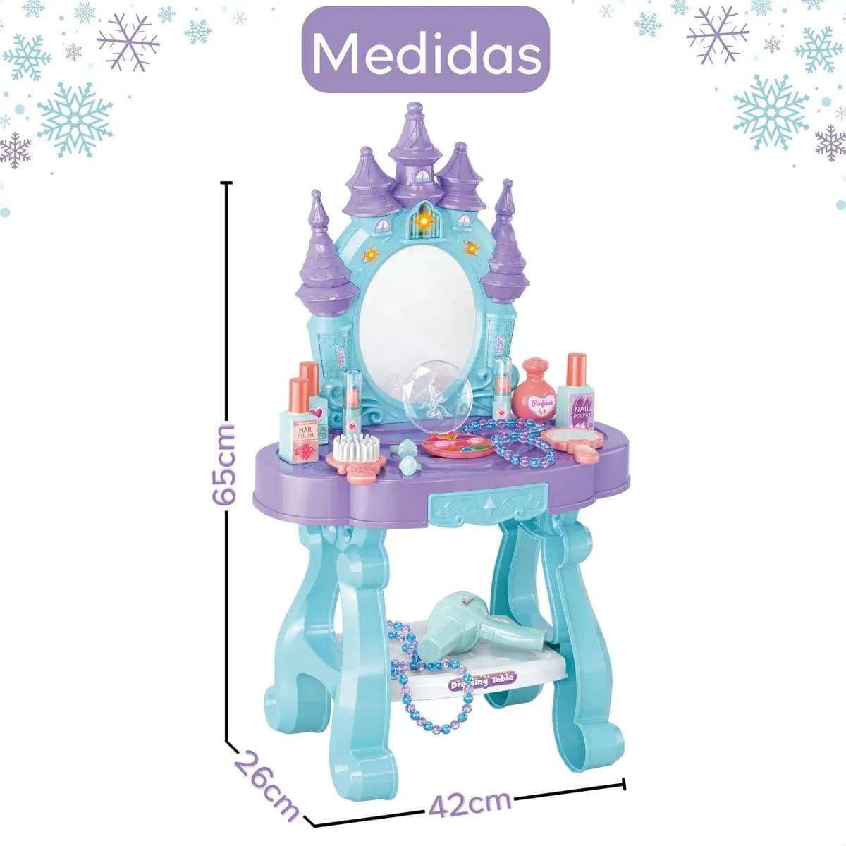 Penteadeira Castelo Emite Luz E Som Princesa Infantil Azul — imagem 2