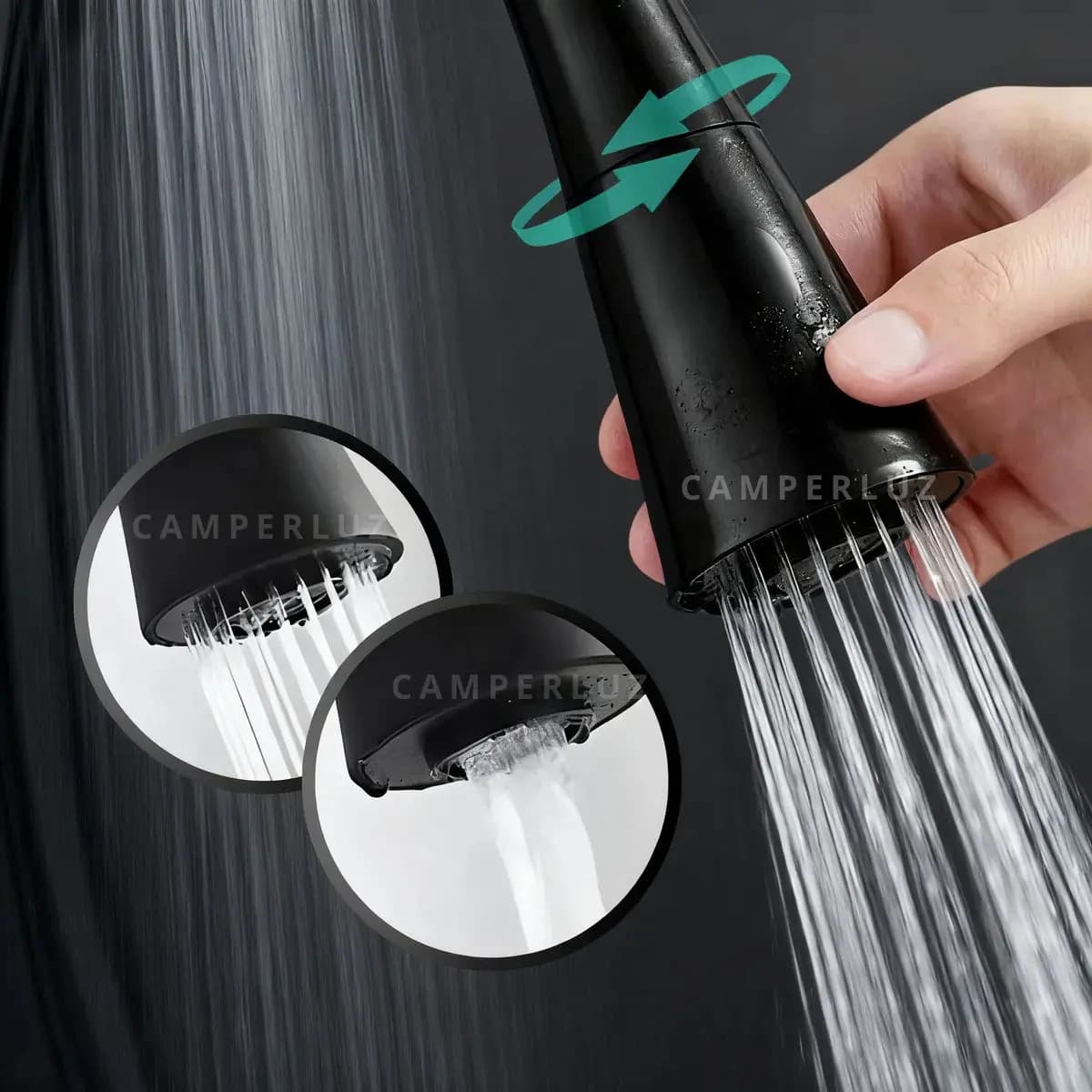 Torneira Gourmet Luxo Flexível Cozinha Bancada 2 Jatos Pia Cor Preto - Marca Camperluz — imagem 3