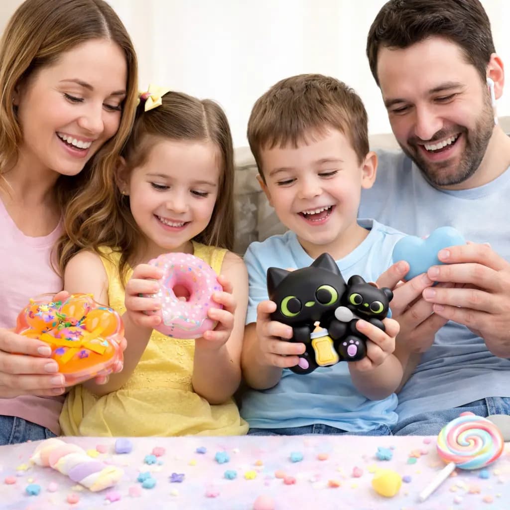 Kit 3 Taba Squishy Alívio Estresse Apertar Anti-stress Kawaii Tiktok De Apertar Gatinho, Chocolate, Donuts, Coração Sortidos Vitae S — imagem 4