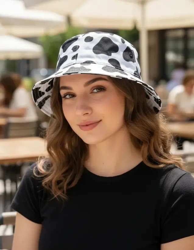 Chapéu Bucket Vaquinha Estiloso Moda Blogueira Jade Bbb Tamanho Un
