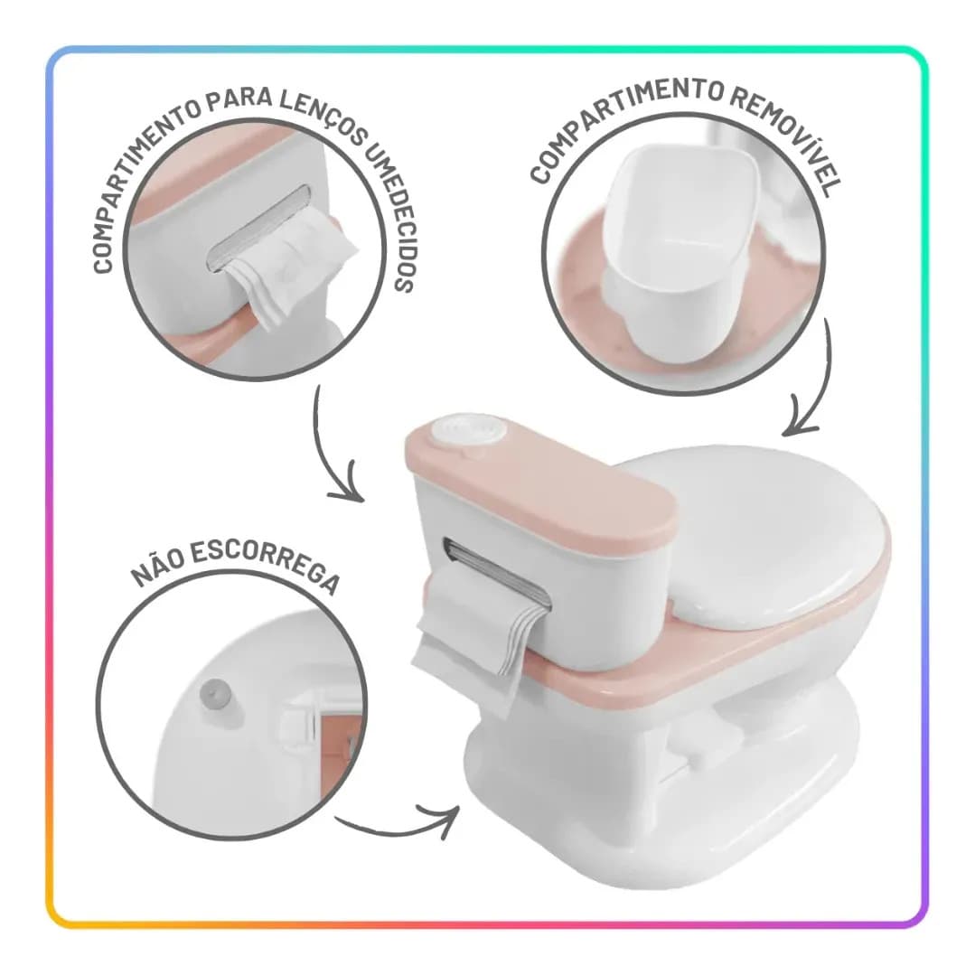 Ohana baby penico troninho vaso sanitario infantil privadinha desfralde cor rosa lisa — imagem 5