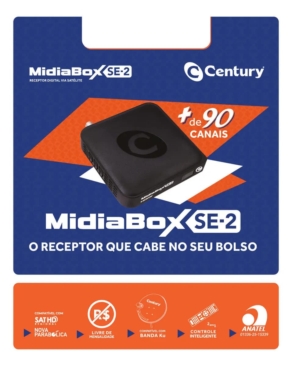 Receptor Century Midiabox Se-2 Preto Com 1 Portas — imagem 3