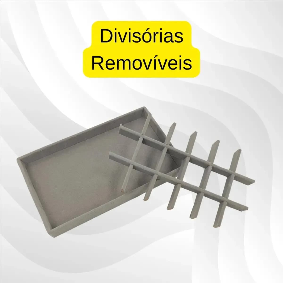 Kit com 5 Bandejas Organizadoras de Joias em Veludo Cinza para Gaveta — imagem 2