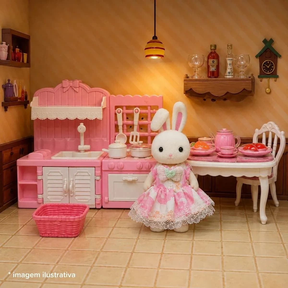Casinha Boneca Coelho Brinquedo Infantil Mini Cenários Móveis Acessórios Coleção HopJoy Maxi Toys - Mini Cozinha — imagem 4