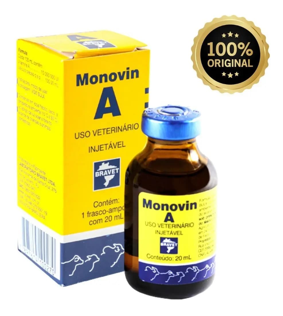 Medicamento Veterinário Bravet Monovin A Vitamina A 20 mL — imagem 2