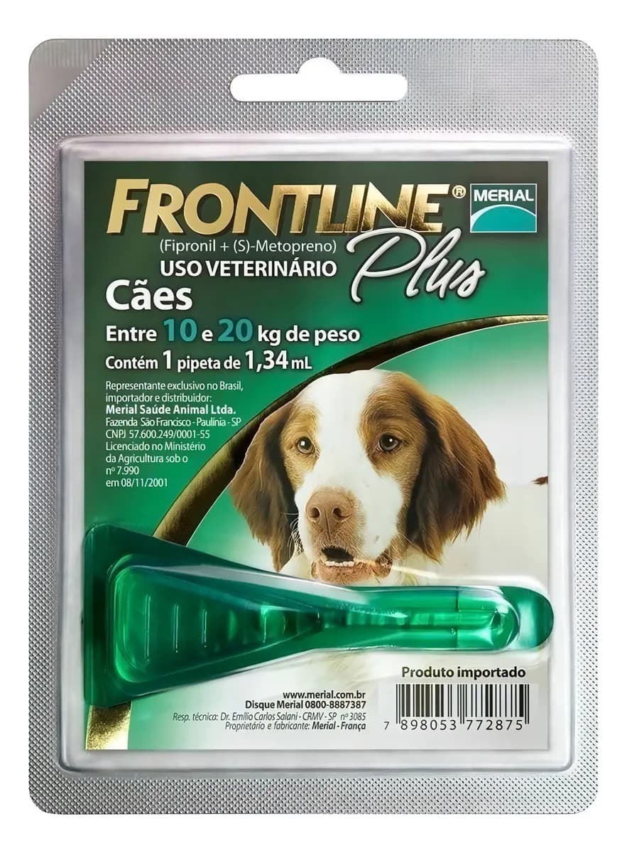 Antipulgas Carrapatos Frontline Plus Cães 10kg a 20kg 1,34ml — imagem 3