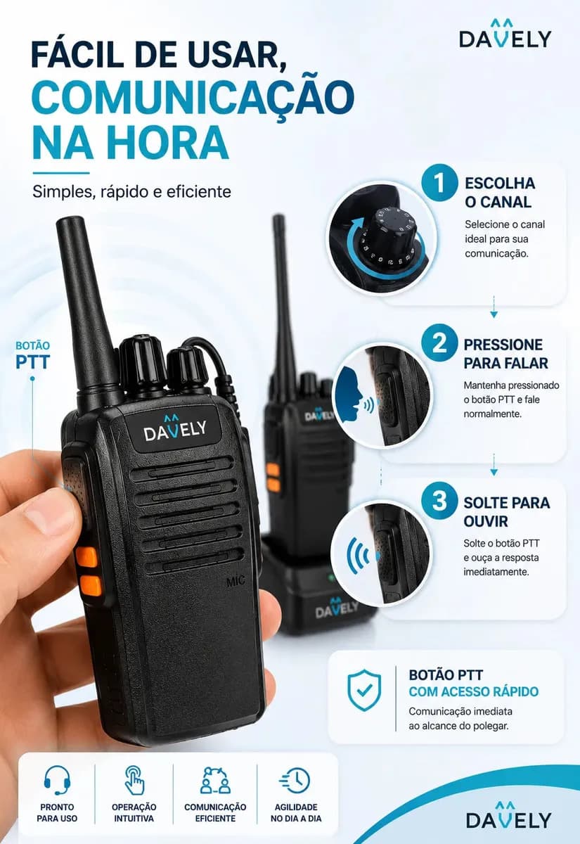 Kit 2 Rádios Comunicadores Walkie Talkie Profissional Eventos HT UHF Radinho walk talk - Com Fone Microfone e Acessórios Comunicação Segura Longo distancia Segu — imagem 3