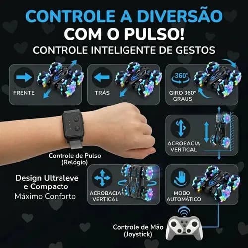 Carrinho De Controle Remoto Maluco Speed Girl Gira 360 Graus Inteligente 9 Funções Rápido Recarregável Menina Kizumba Cor Preto — imagem 5