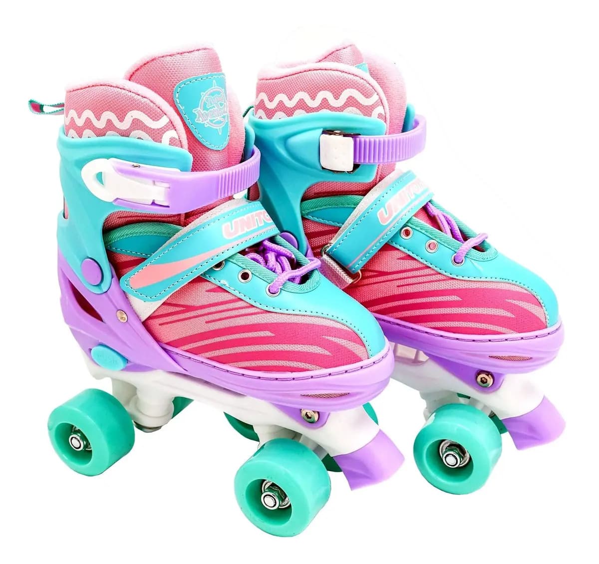 Patins Quad Infantil Unitoys Violeta Com Kit Proteção e Ajuste de Tamanho M (34-37) — imagem 3