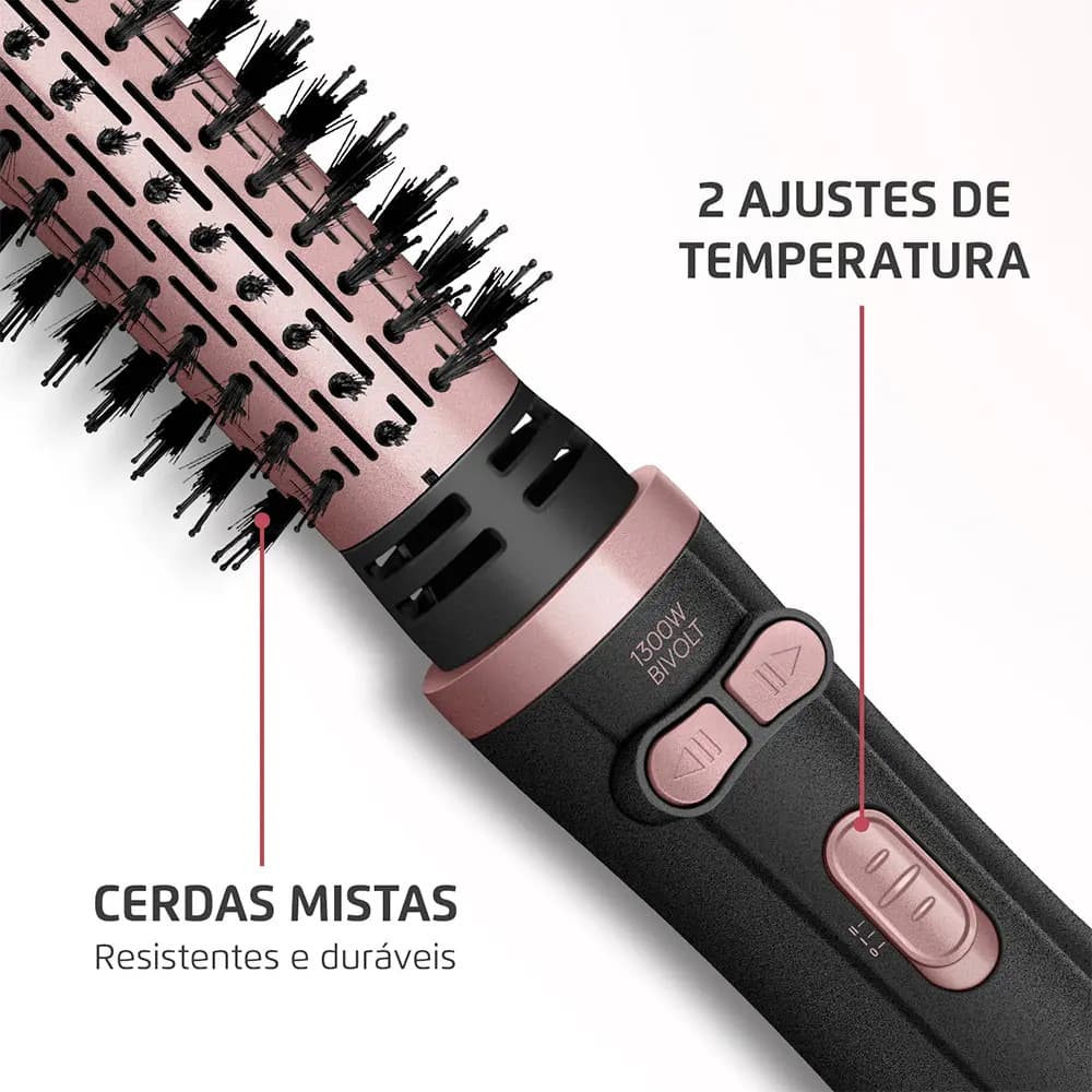 Escova Rotativa Mondial Ceramica Tourmaline Ion 3x1 Erb-01 Rosa 127/220v — imagem 6