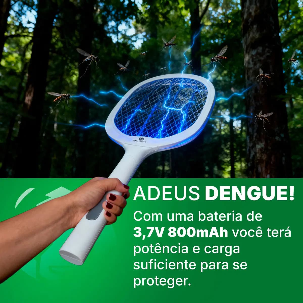 Raquete Elétrica Several Importados Recarregável Mata Pernilongos Mosquitos E Atrai Com Iluminação UV — imagem 6