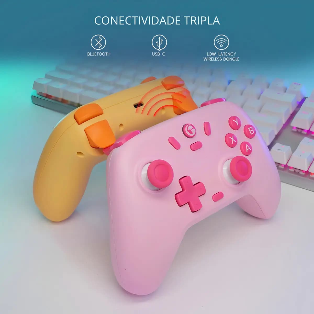 Controle Gamesir T4 Nova Lite Sem Fio Para Pc Switch Android Ios Steam Celular Hall Effect Cor Rosa — imagem 6