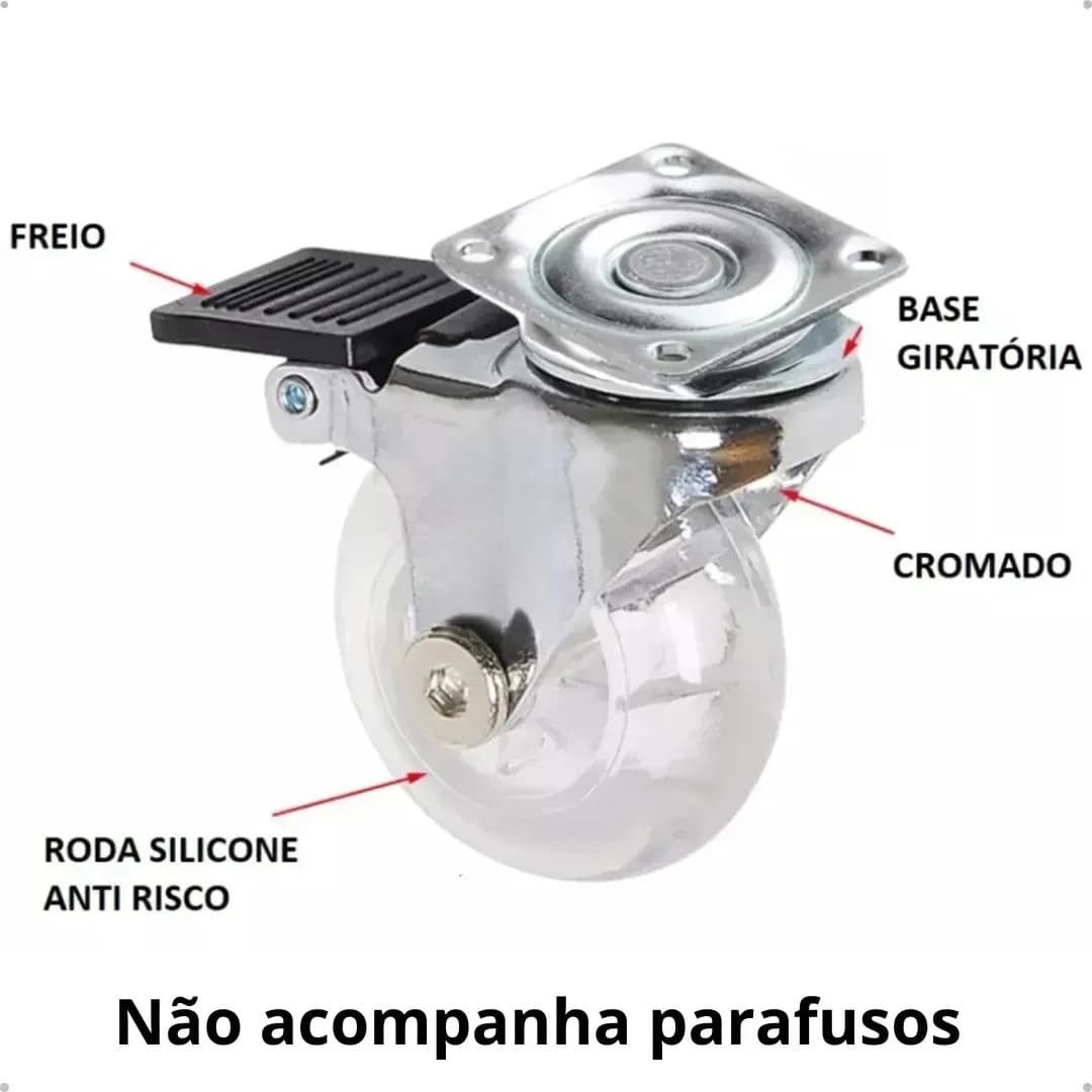 4 Rodinhas Giratório Gel Silicone Rodinha Móveis 50mm 2 Com / 2 Sem Trava - Compra Segura Ekom — imagem 2