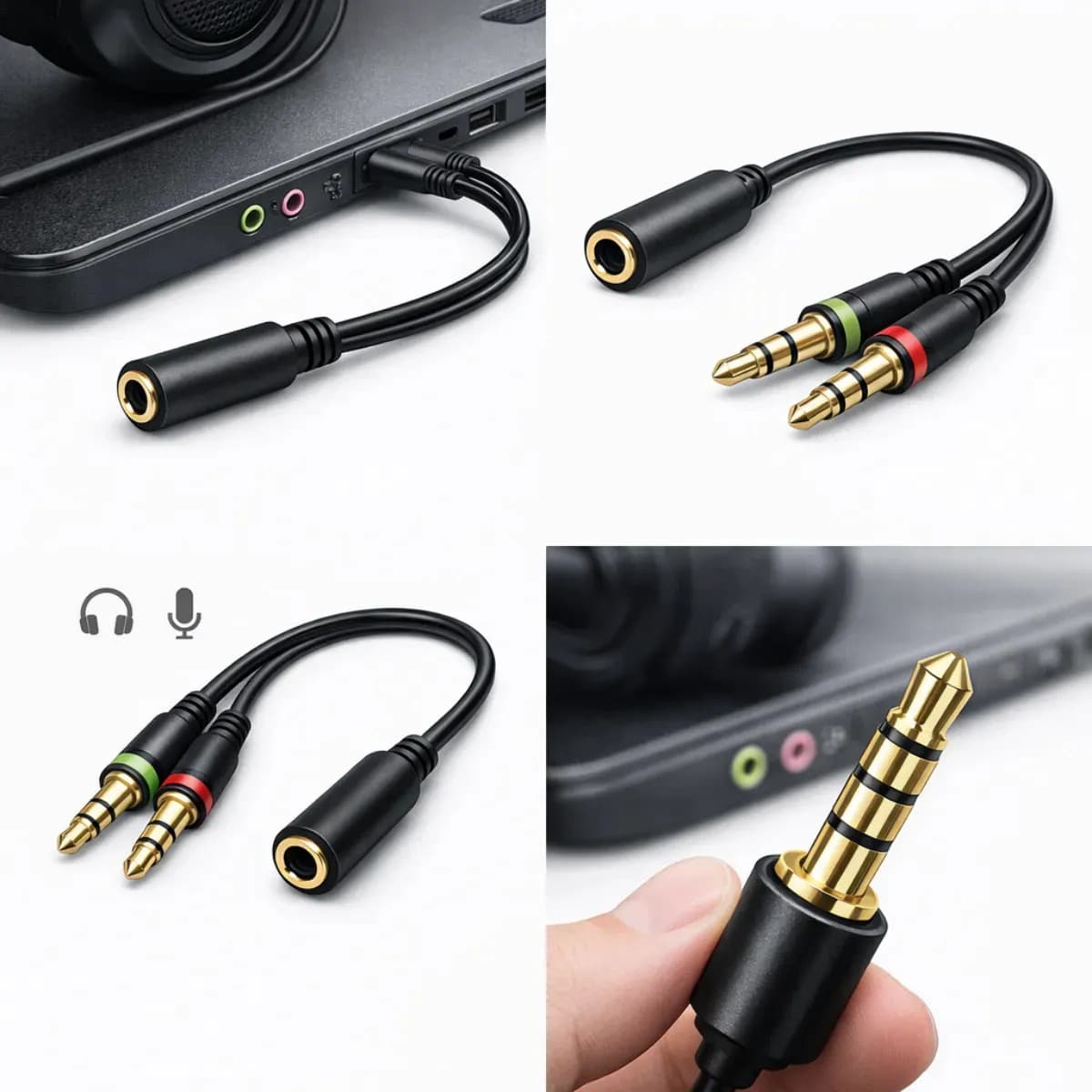Cabo Adaptador P3(p2 Combo)p/ Fone E Microfone Headset 20cm Pro Brindes — imagem 4