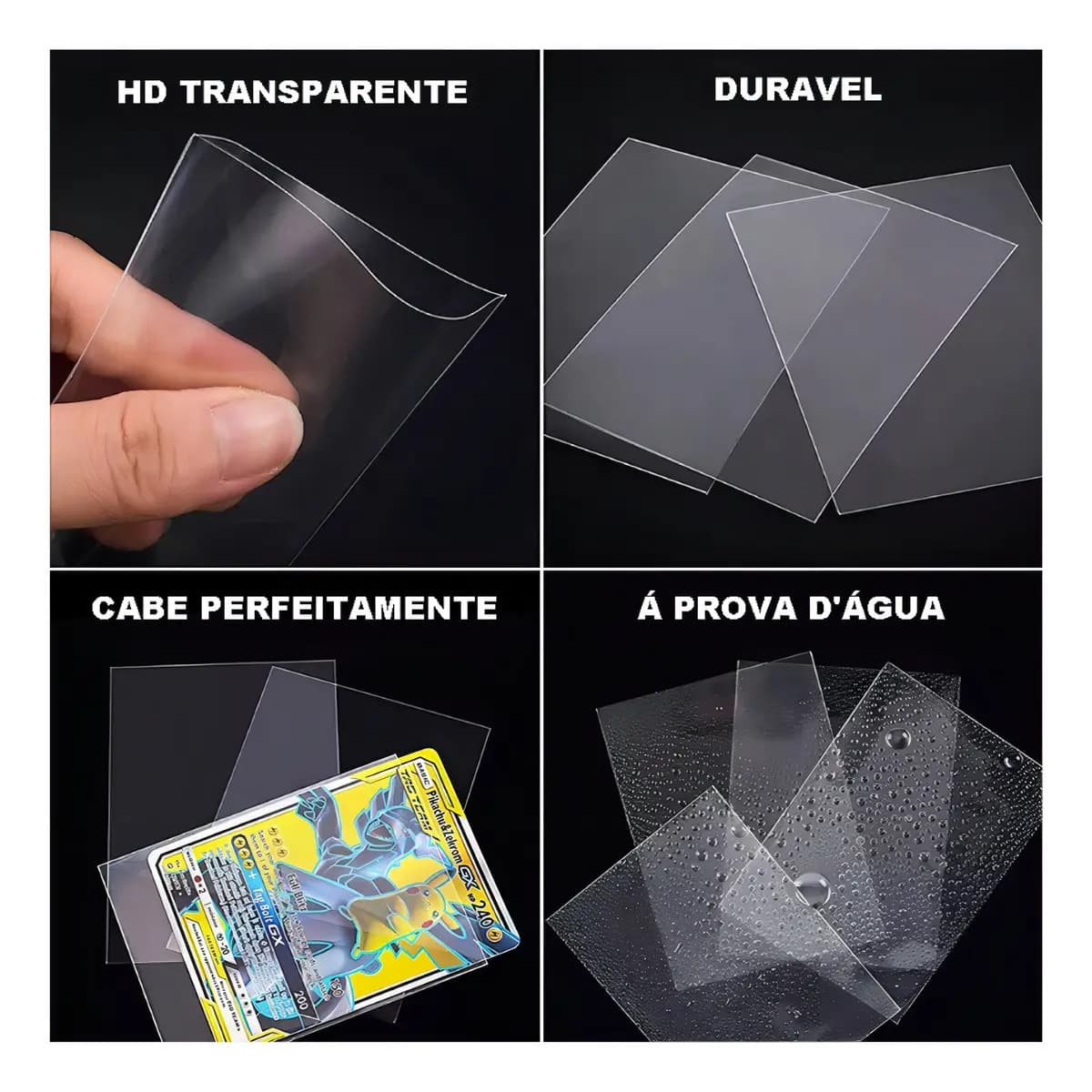 Sleeves Pokémon Básico Transparente 100 Unidades 65x90mm Central — imagem 2