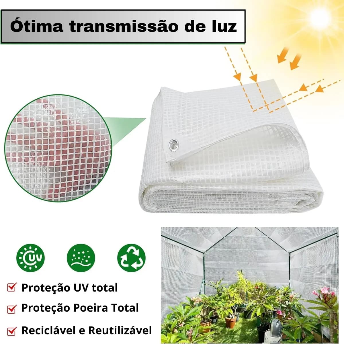 Lona Impermeável Plástica Transparente 2x2 Metros 100 Micras — imagem 2