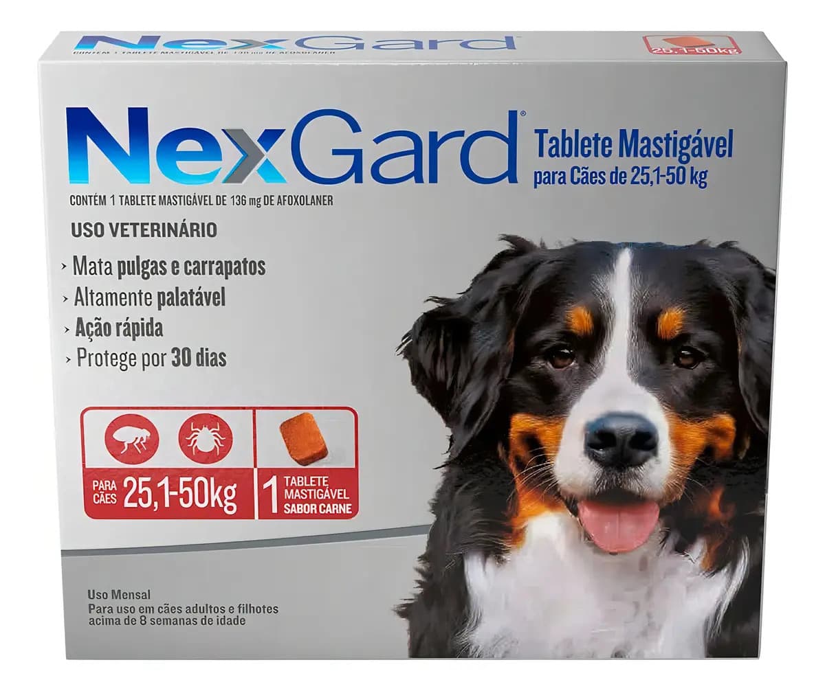 Comprimido NexGard Anti Pulgas e Carrapatos Cães 25,1-50kg 1 Tablete — imagem 2