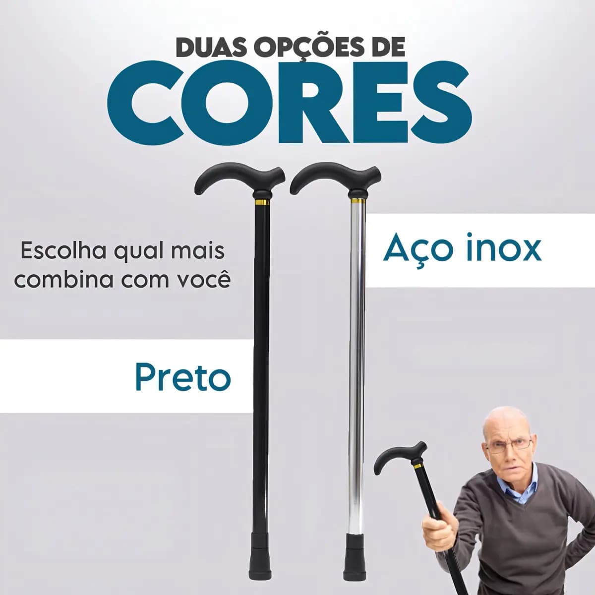 Bengala De Alumínio 6 Ajustes Reforçada Até 130kg Alo Apoios Ortopédicos Stronex — imagem 4