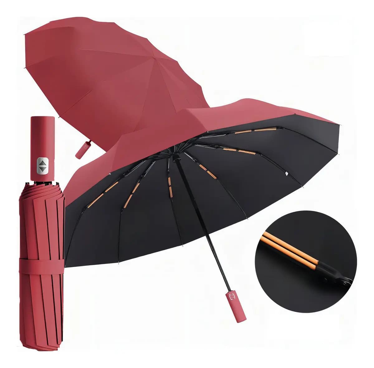 Guarda Chuva Automático Reforçado Abre E Fecha Mais Forte Cor Vermelho