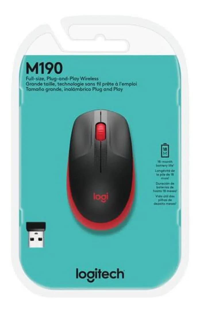 Mouse sem fio Logitech M190 com Pilha Inclusa - Vermelho — imagem 4