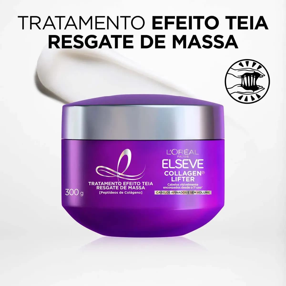 L'Oréal Paris Elseve Collagen Lifter Máscara de Tratamento Condicionante Efeito Teia Para Resgate de Massa com Peptídeos de Colágeno Reconstrói a Fibra e Dá Vol — imagem 2
