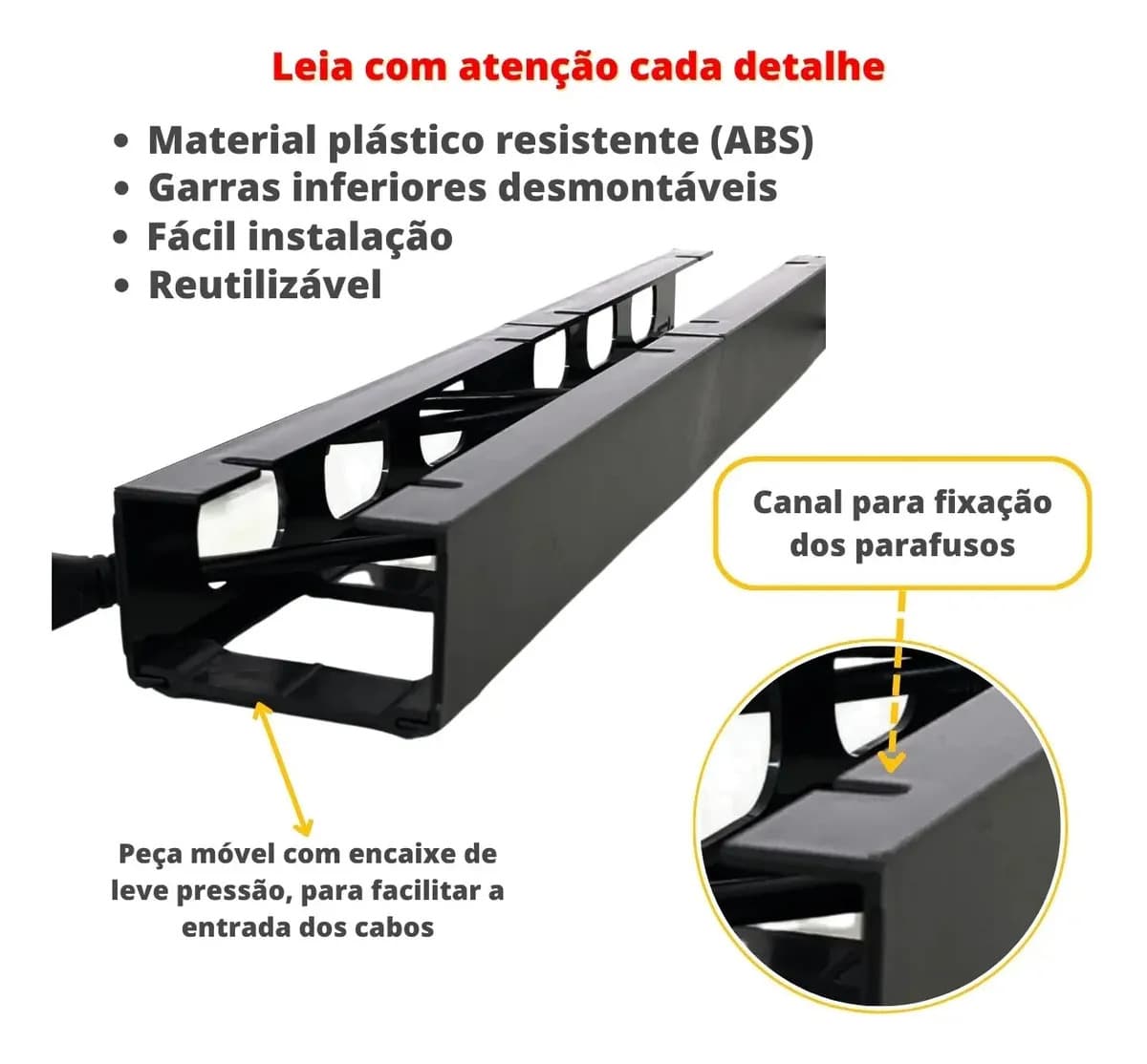 Organizador De Fios E Cabos Baixo Mesa Oculto - 0,5 Mt C/nfe Preto — imagem 2