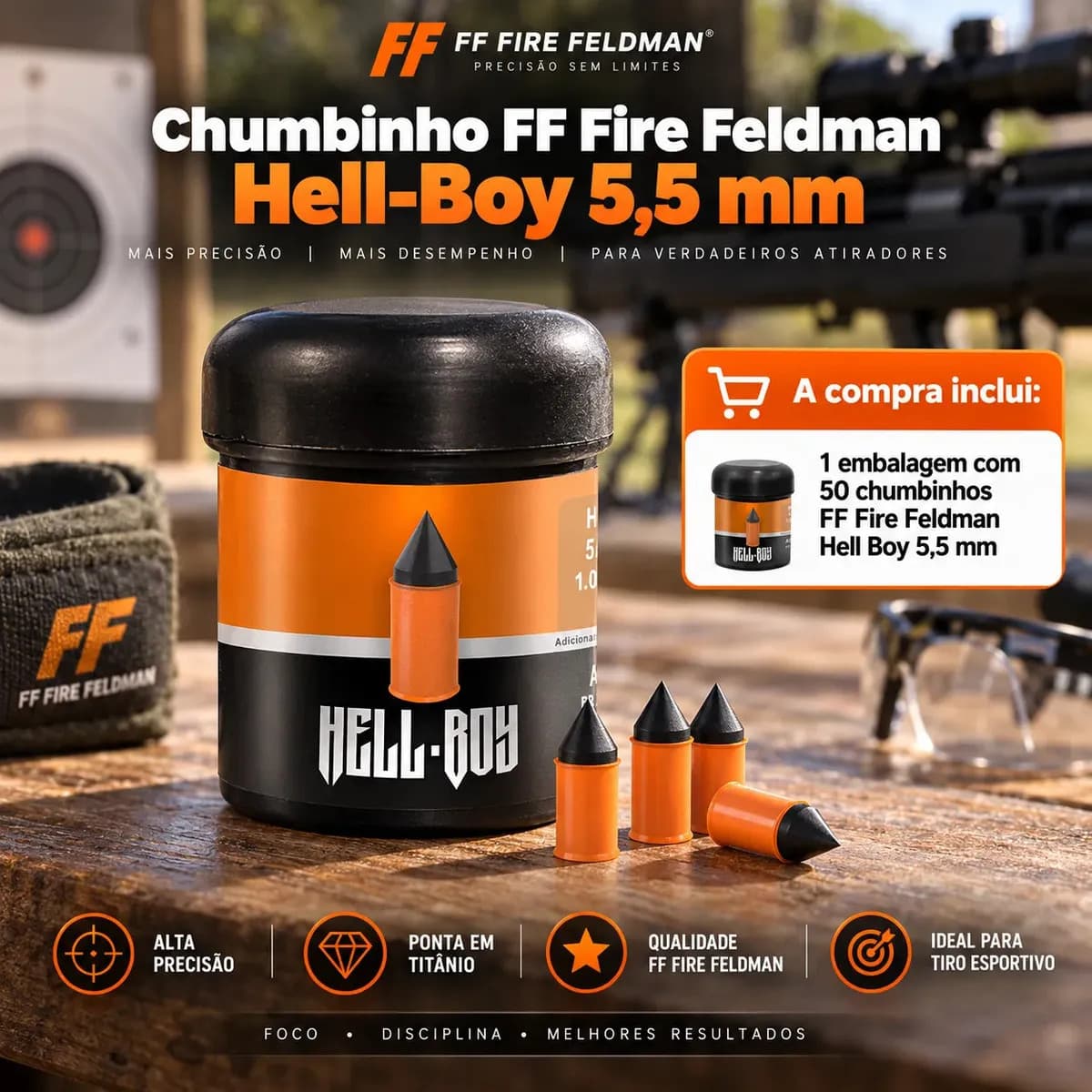 Chumbo 5.5 Perfurante P/ Caça 5,5 Ff Hell Boy Prometheus — imagem 2